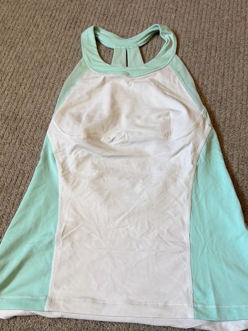 lululemon athletica Mint Green and White Racerback Tank Top